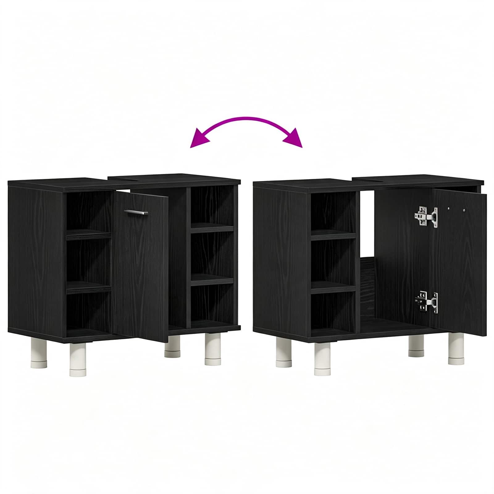 Badezimmerschrank Schwarz Eichen-Optik 60 x 32 x 54 cm