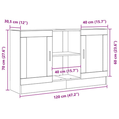Sideboard Schwarz Eichen-Optik 120 x 30,5 x 70 cm Holzwerkstoff