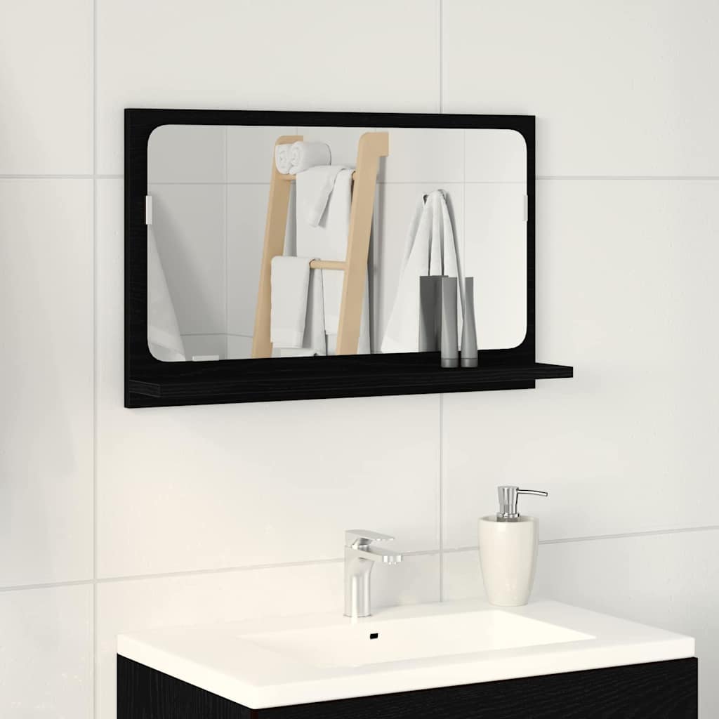Spiegelablage Schwarz Eichen-Optik 60 x 10,5 x 37 cm