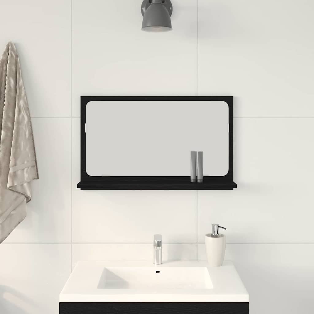 Spiegelablage Schwarz Eichen-Optik 60 x 10,5 x 37 cm