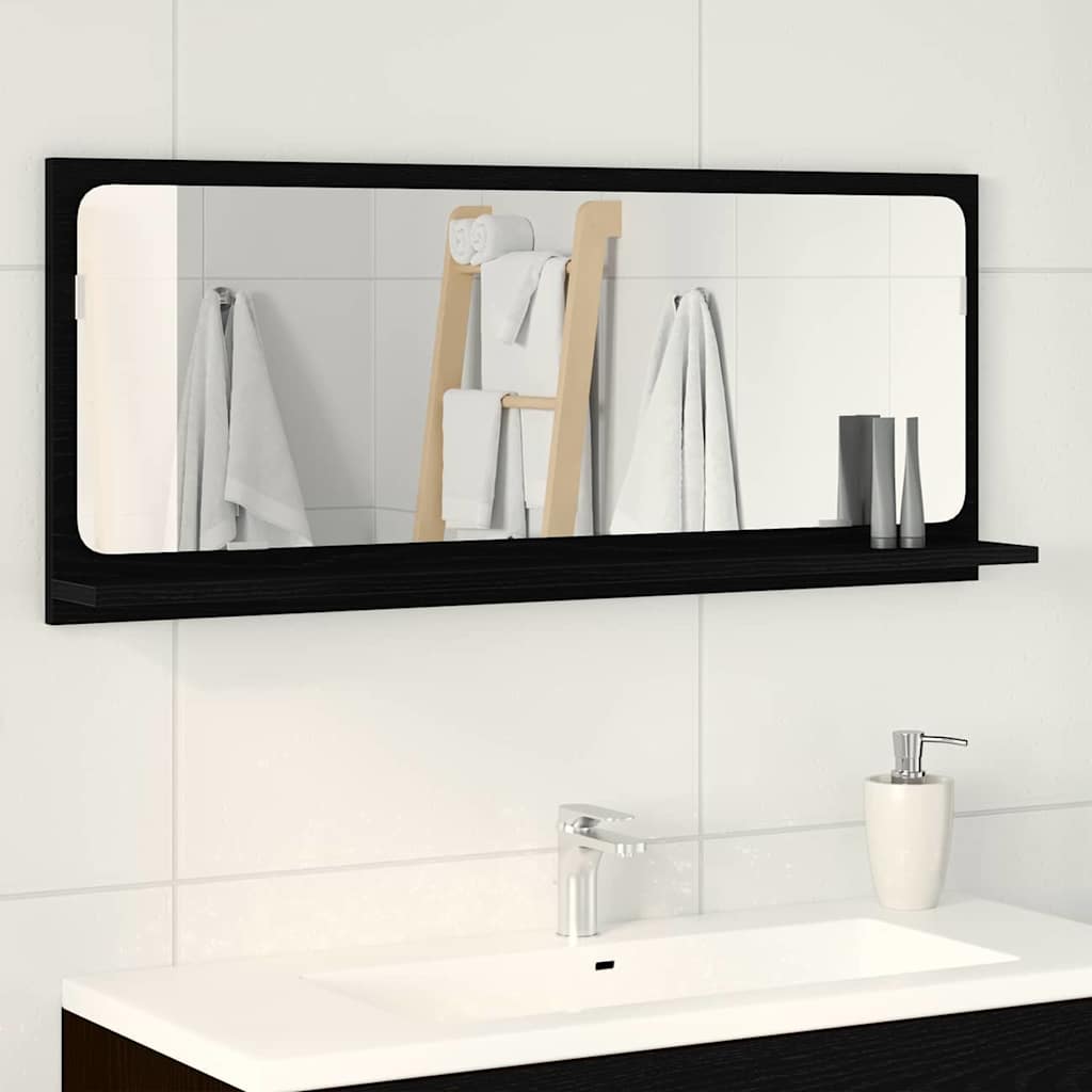 Spiegelablage Schwarz Eichen-Optik 90 x 10,5 x 37 cm