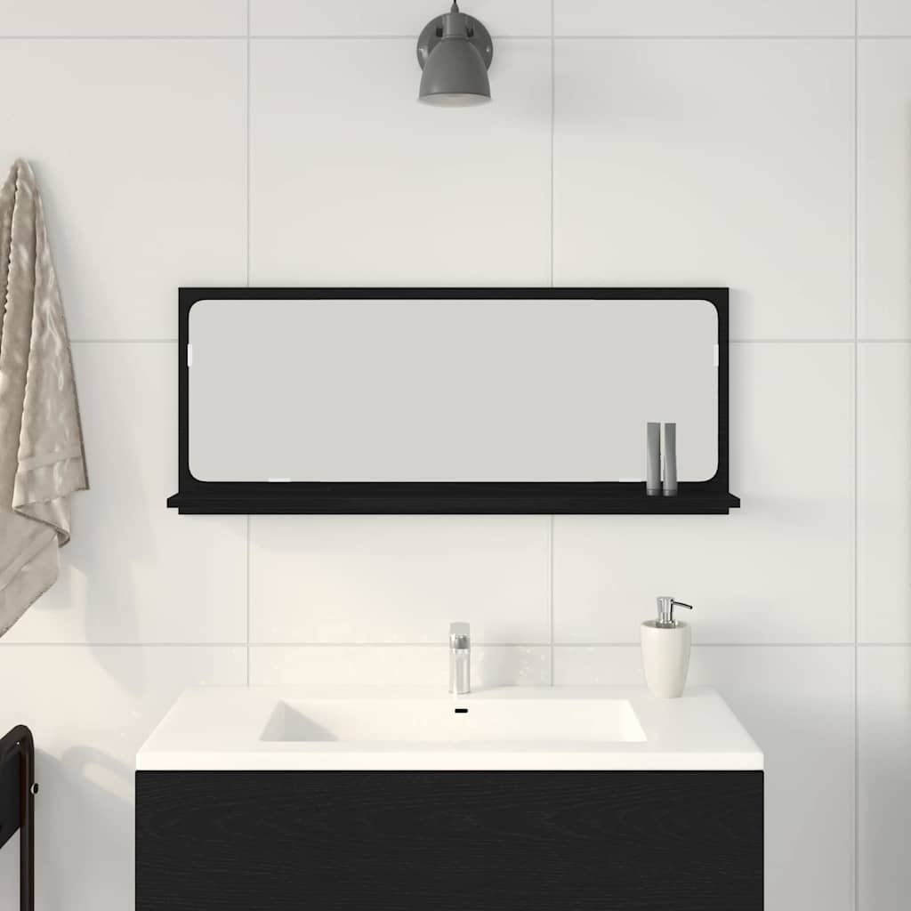 Spiegelablage Schwarz Eichen-Optik 90 x 10,5 x 37 cm