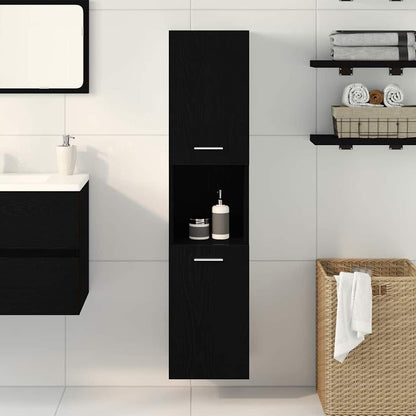 Badezimmerschrank Schwarz Eichen-Optik 30 x 30 x 130 cm