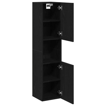 Badezimmerschrank Schwarz Eichen-Optik 30 x 30 x 130 cm