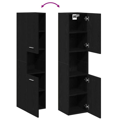 Badezimmerschrank Schwarz Eichen-Optik 30 x 30 x 130 cm