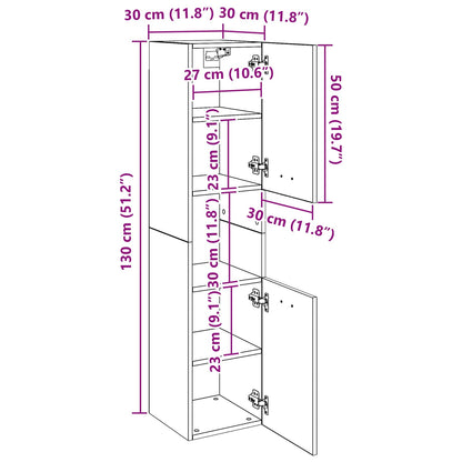 Badezimmerschrank Schwarz Eichen-Optik 30 x 30 x 130 cm