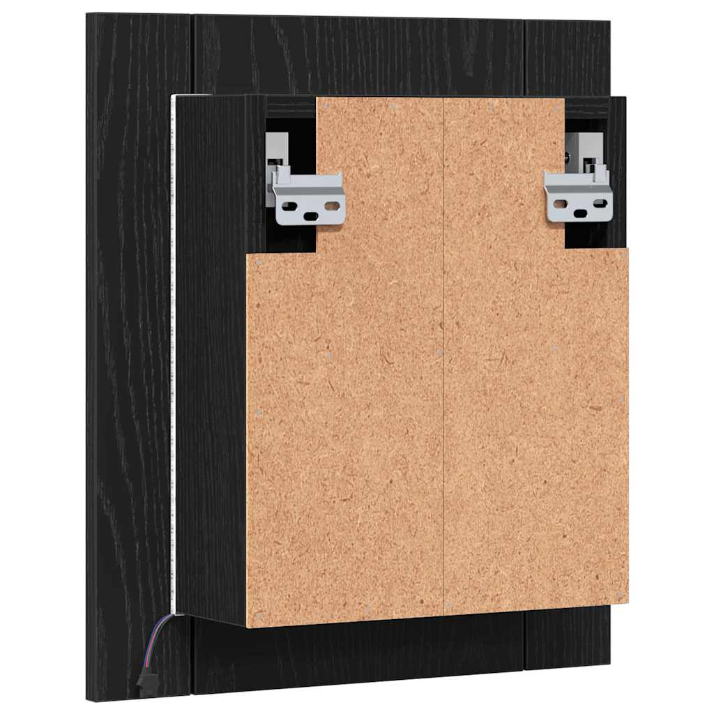 LED Badezimmerspiegelschrank Eiche Schwarz 40x12x45 cm Holzwerkstoff
