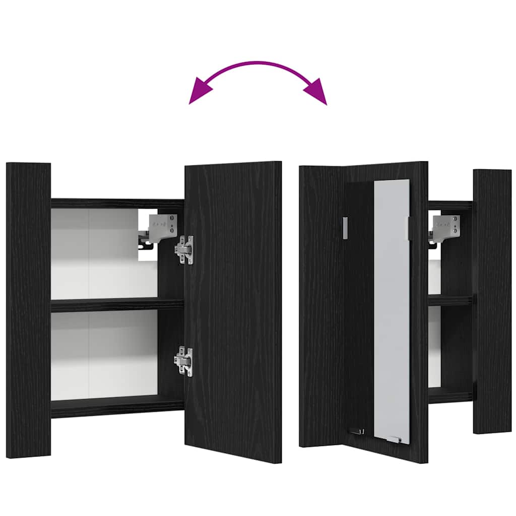LED Badezimmerspiegelschrank Eiche Schwarz 40x12x45 cm Holzwerkstoff