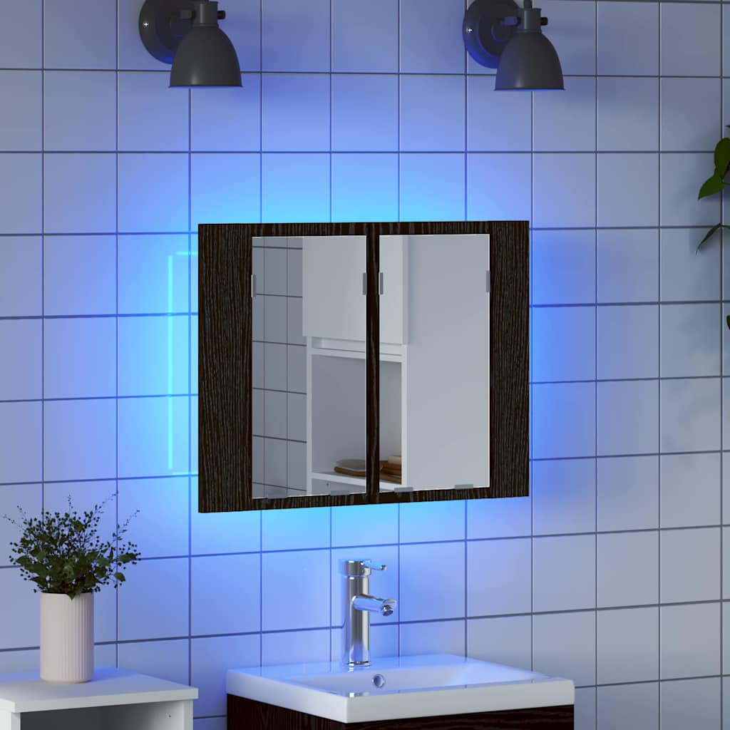 Badezimmerspiegelschrank Schwarz Eichen-Optik 60 x 12 x 45 cm