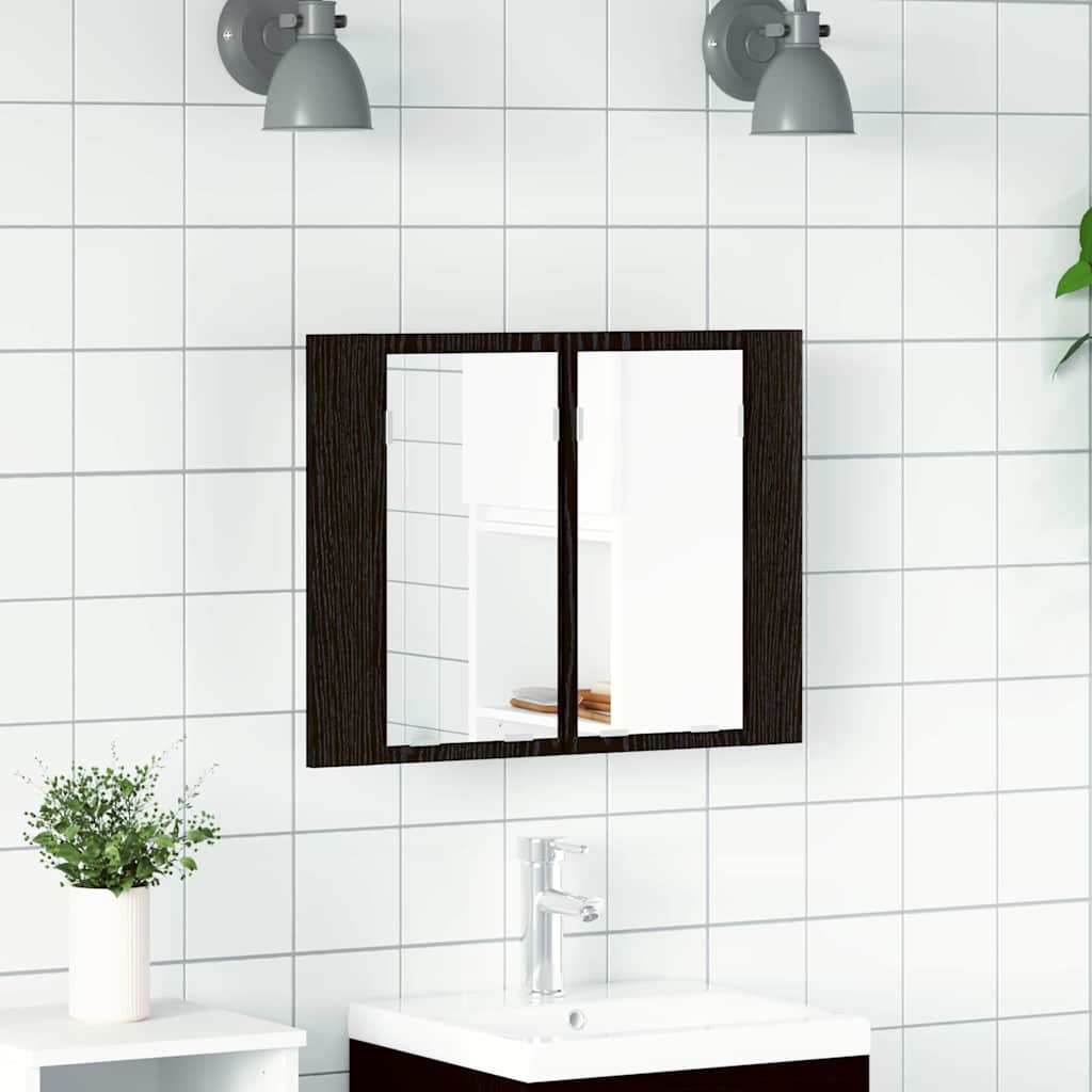 Badezimmerspiegelschrank Schwarz Eichen-Optik 60 x 12 x 45 cm