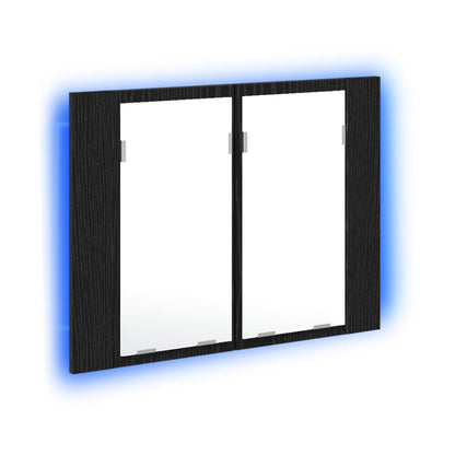 Badezimmerspiegelschrank Schwarz Eichen-Optik 60 x 12 x 45 cm