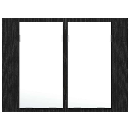Badezimmerspiegelschrank Schwarz Eichen-Optik 60 x 12 x 45 cm