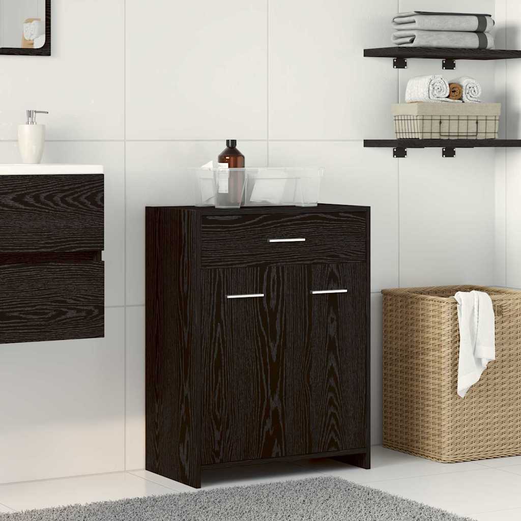 Badezimmerschrank Schwarz Eichen-Optik 60 x 33 x 80 cm