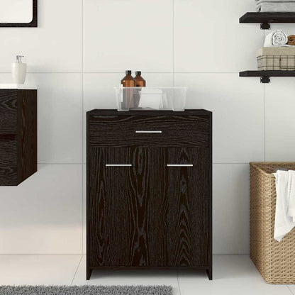 Badezimmerschrank Schwarz Eichen-Optik 60 x 33 x 80 cm