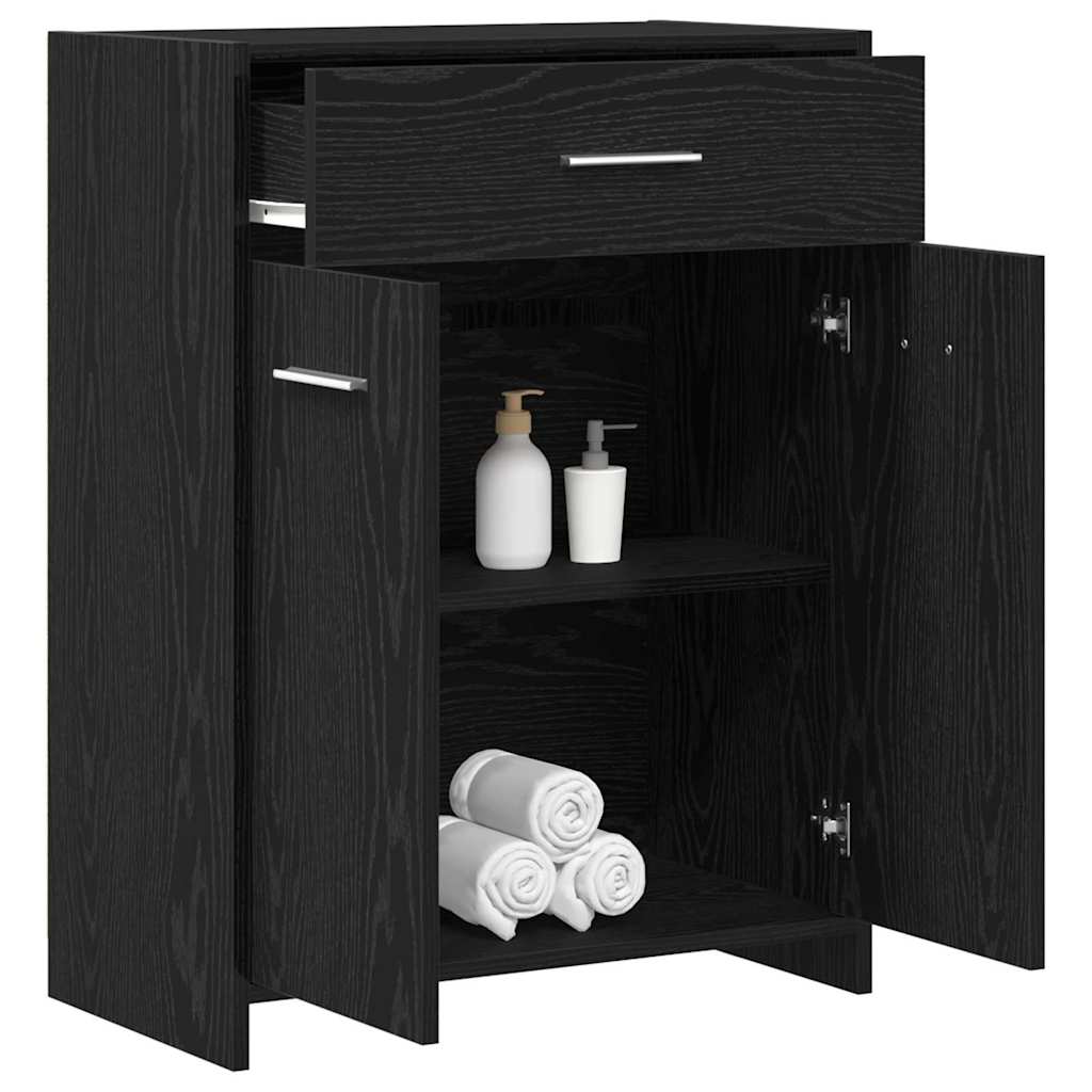 Badezimmerschrank Schwarz Eichen-Optik 60 x 33 x 80 cm