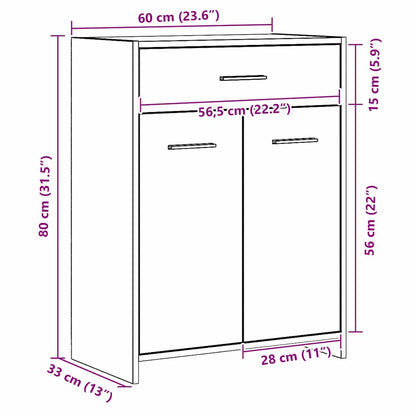 Badezimmerschrank Schwarz Eichen-Optik 60 x 33 x 80 cm