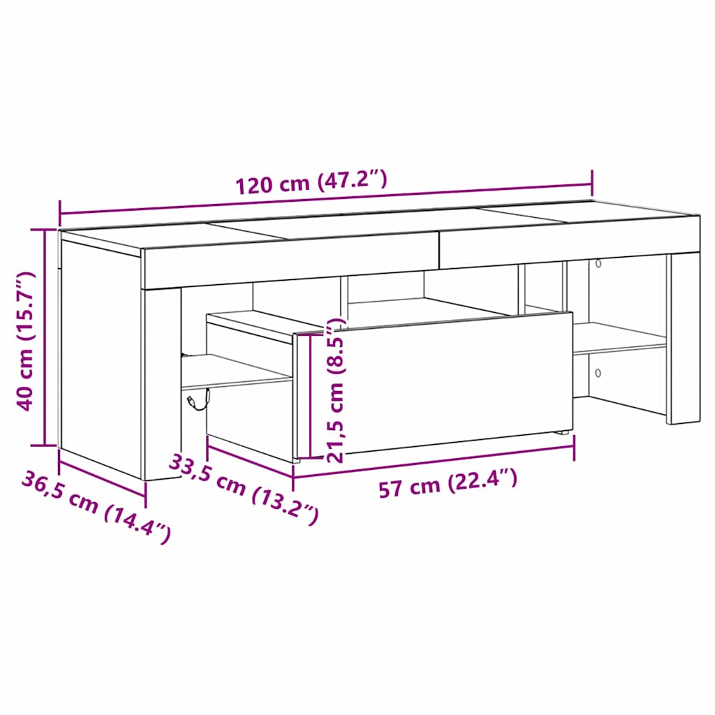 TV-Schränk 120 x 35 x 40 cm Schwarz Eichen-Optik Holzwerkstoff