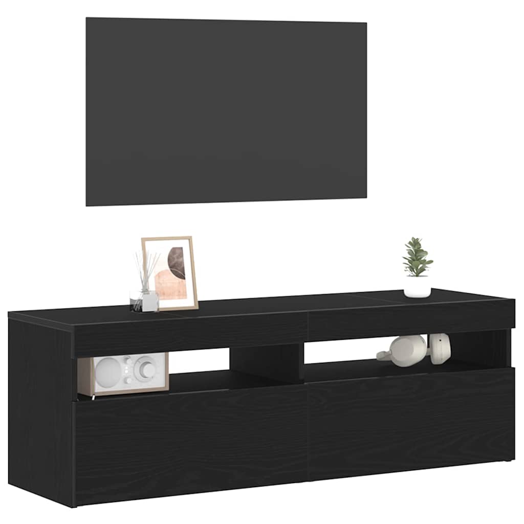 TV-Schränk 120 x 35 x 40 cm Schwarz Eichen-Optik Holzwerkstoff