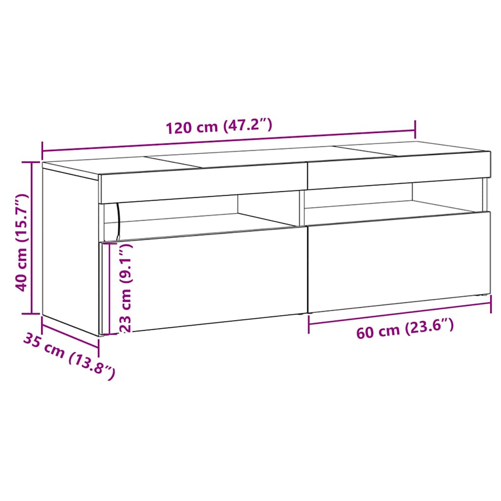 TV-Schränk 120 x 35 x 40 cm Schwarz Eichen-Optik Holzwerkstoff