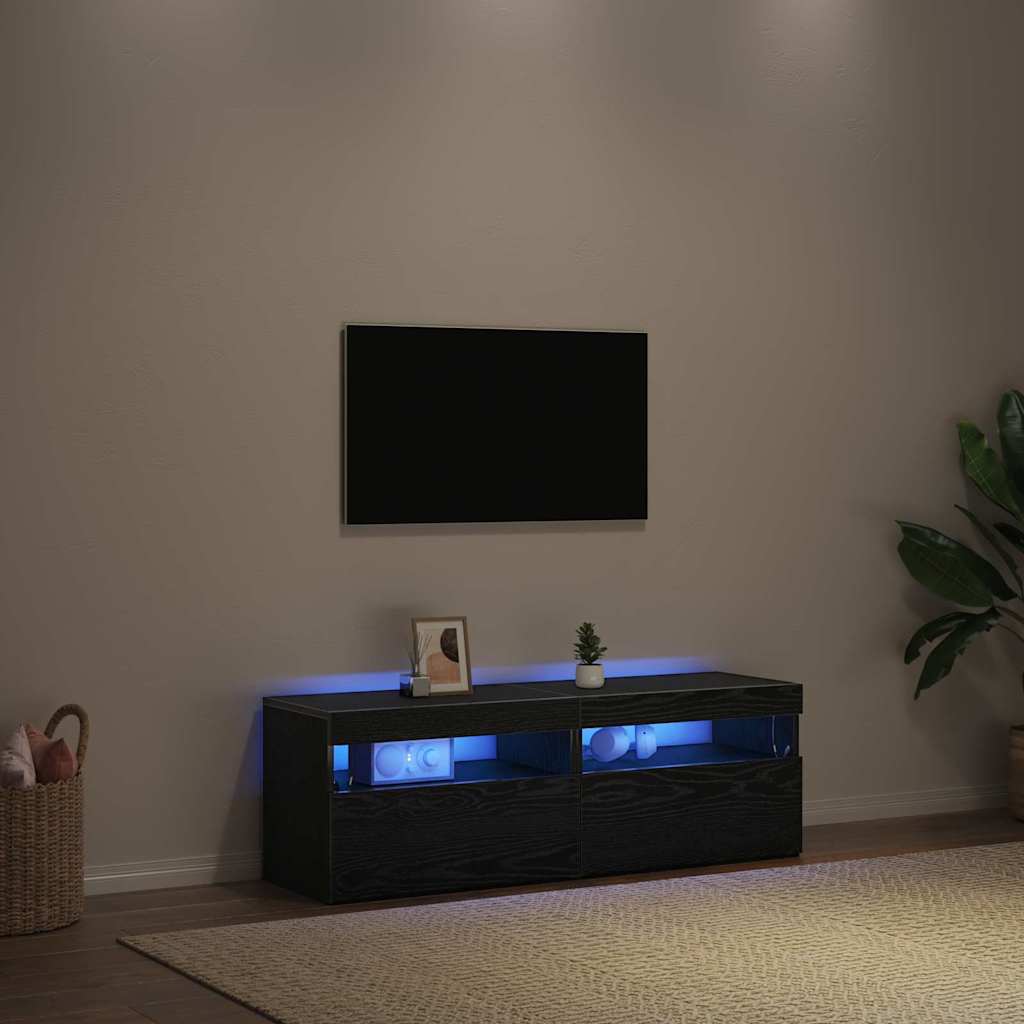 TV-Schränk 2 stk. Schwarz Eichen-Optik Holzwerkstoff