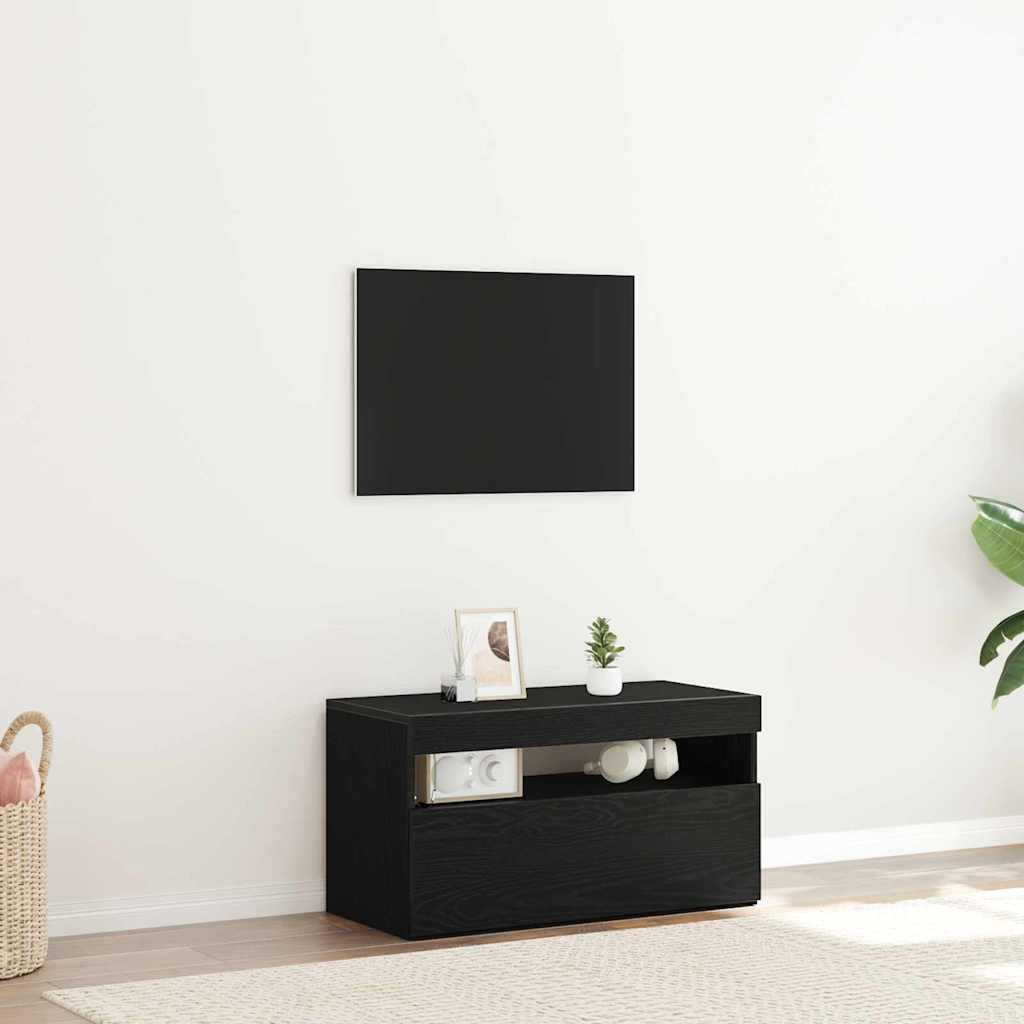 TV-Schränk 75 x 35 x 40 cm Schwarz Eichen-Optik Holzwerkstoff