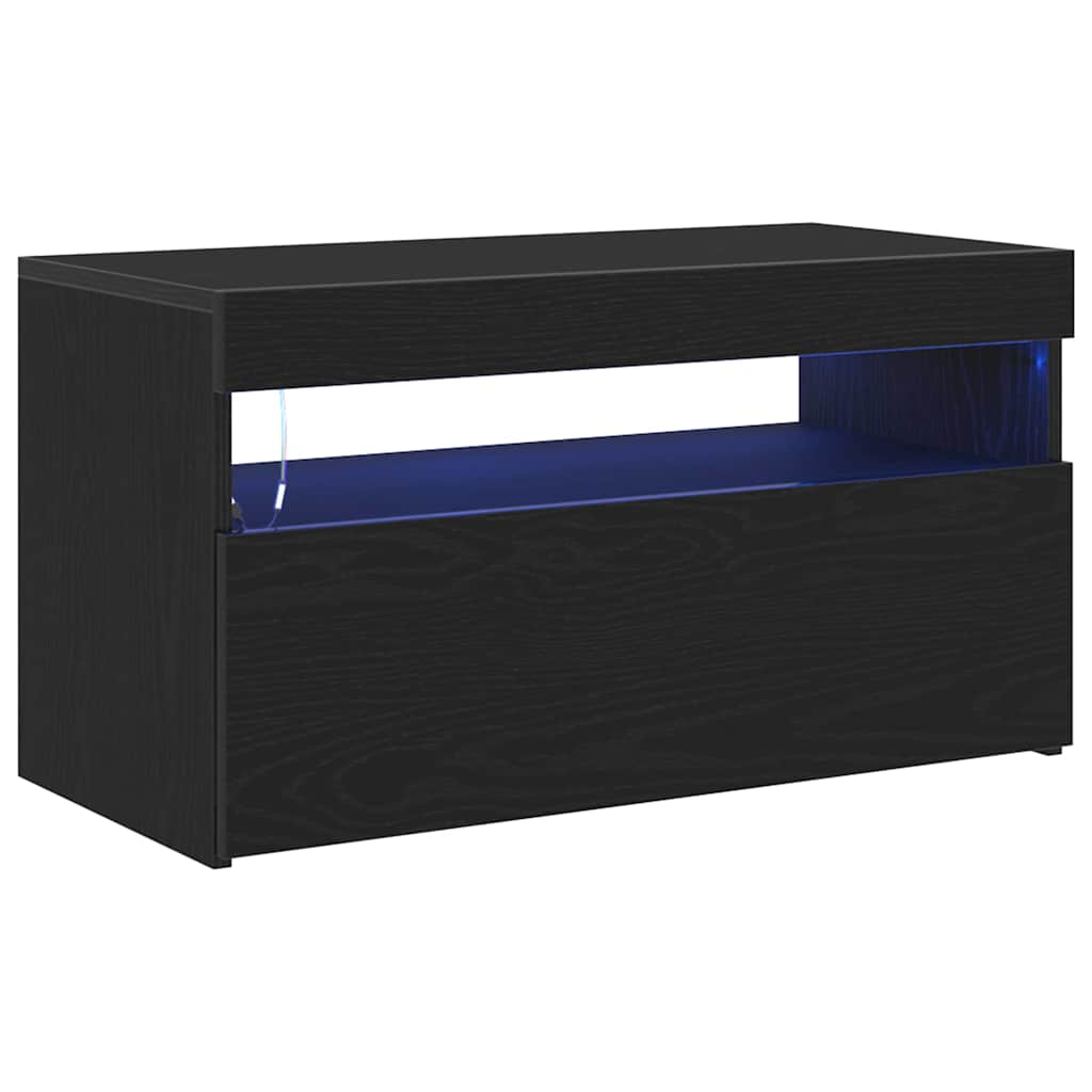 TV-Schränk 75 x 35 x 40 cm Schwarz Eichen-Optik Holzwerkstoff