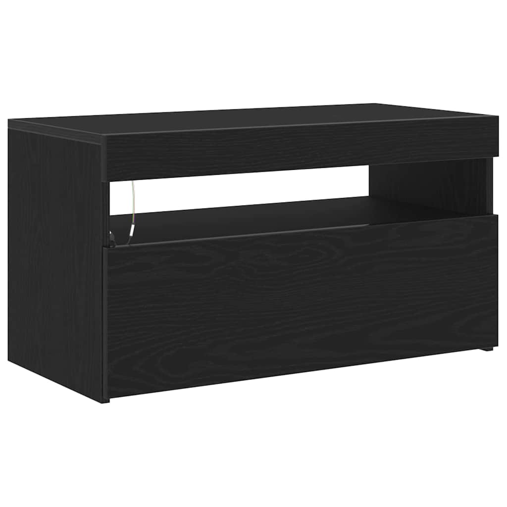 TV-Schränk 75 x 35 x 40 cm Schwarz Eichen-Optik Holzwerkstoff