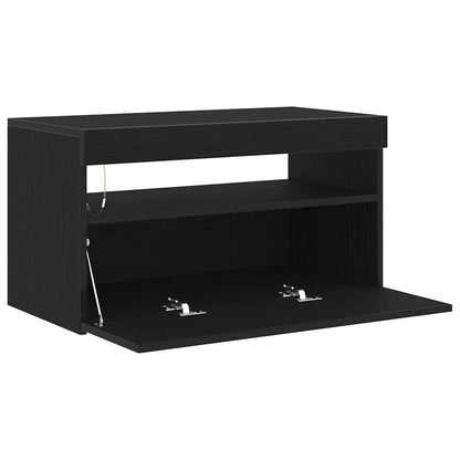 TV-Schränk 75 x 35 x 40 cm Schwarz Eichen-Optik Holzwerkstoff