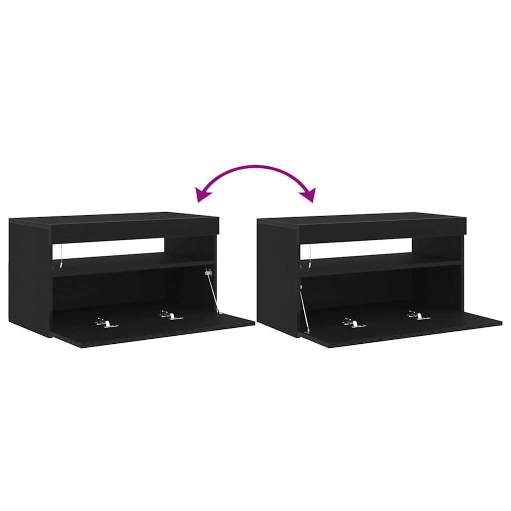 TV-Schränk 75 x 35 x 40 cm Schwarz Eichen-Optik Holzwerkstoff