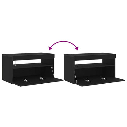 TV-Schränk 75 x 35 x 40 cm Schwarz Eichen-Optik Holzwerkstoff