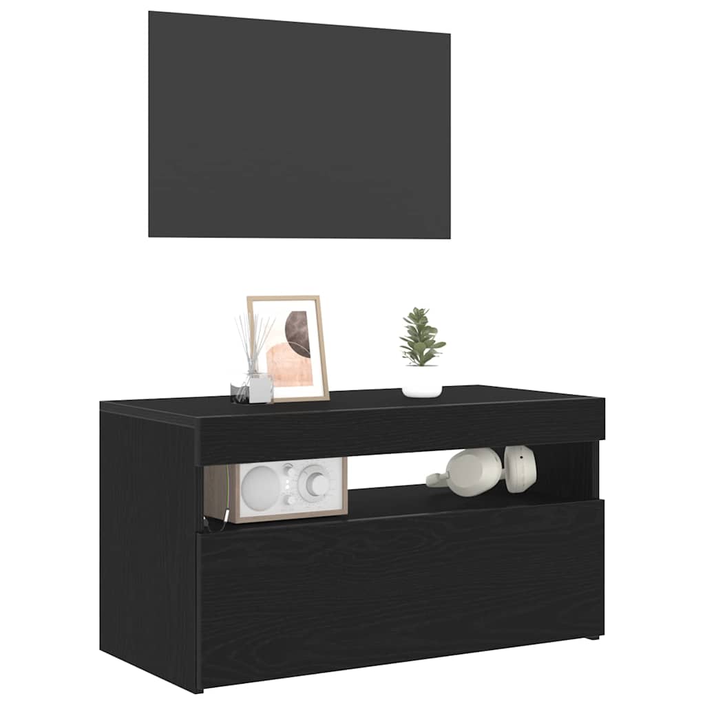 TV-Schränk 75 x 35 x 40 cm Schwarz Eichen-Optik Holzwerkstoff