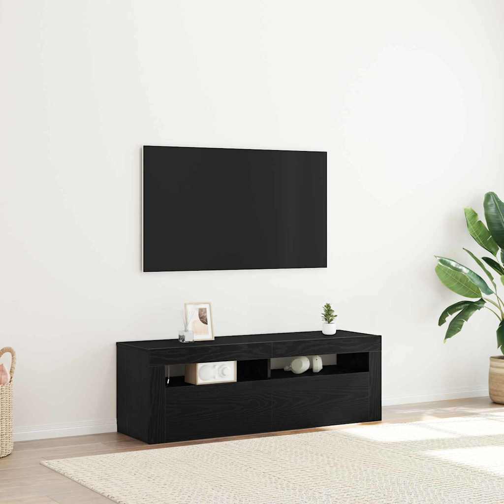 TV-Schränk 120 x 35 x 40 cm Schwarz Eichen-Optik Holzwerkstoff