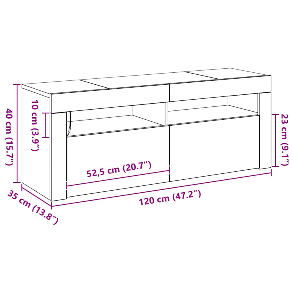 TV-Schränk 120 x 35 x 40 cm Schwarz Eichen-Optik Holzwerkstoff