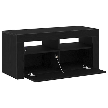 TV-Schränk 90 x 35 x 40 cm Schwarz Eichen-Optik Holzwerkstoff