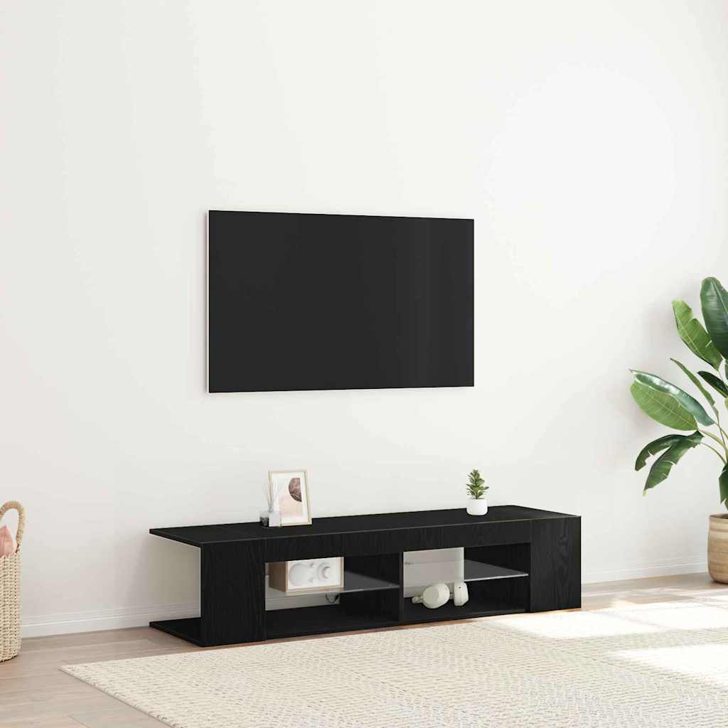 TV-Schränk 135 x 39 x 30 cm Schwarz Eichen-Optik Holzwerkstoff