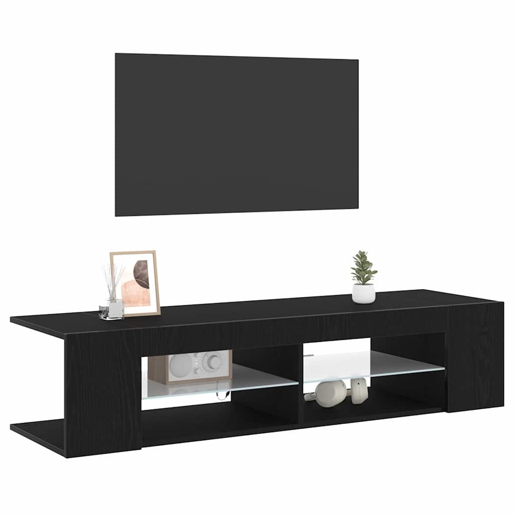 TV-Schränk 135 x 39 x 30 cm Schwarz Eichen-Optik Holzwerkstoff