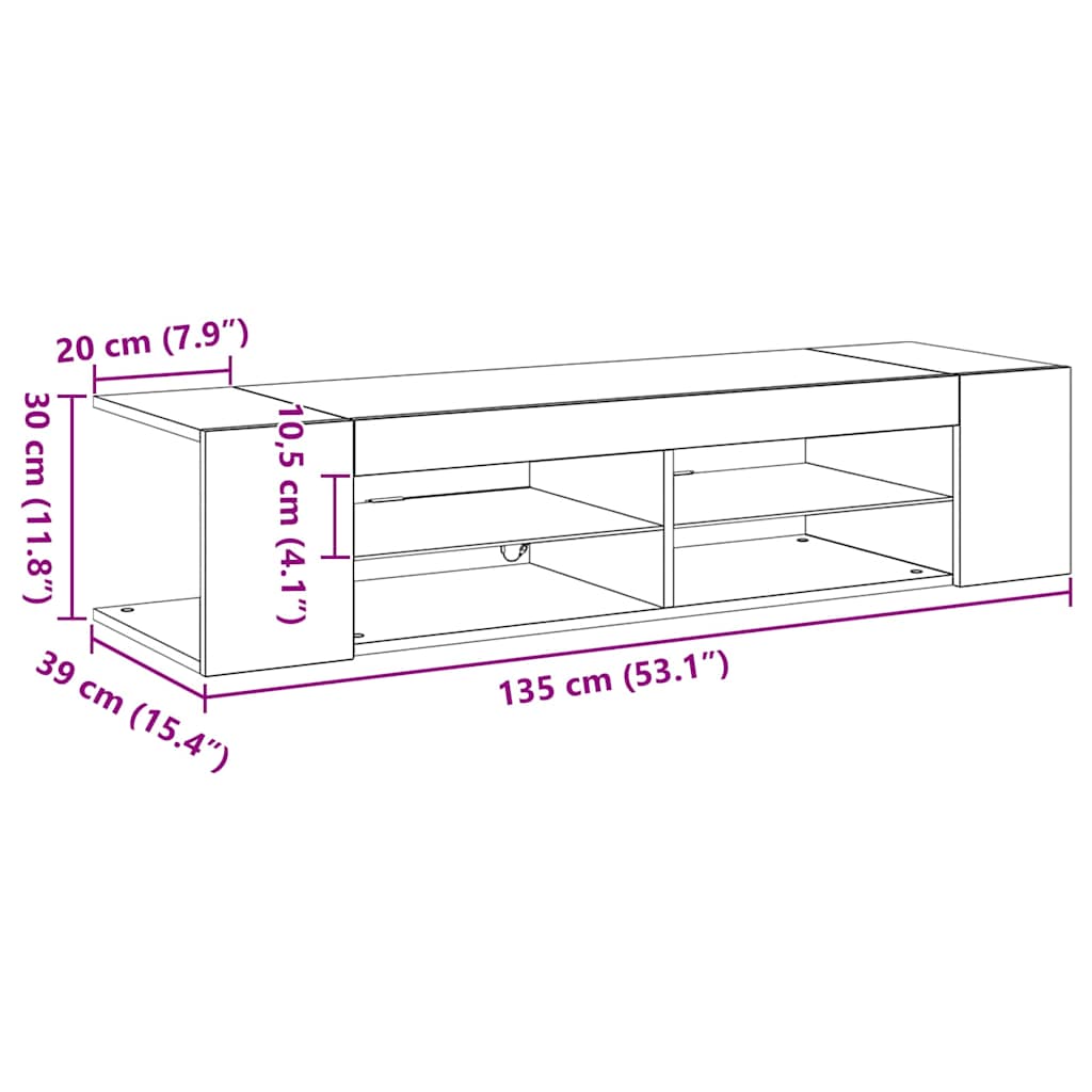 TV-Schränk 135 x 39 x 30 cm Schwarz Eichen-Optik Holzwerkstoff