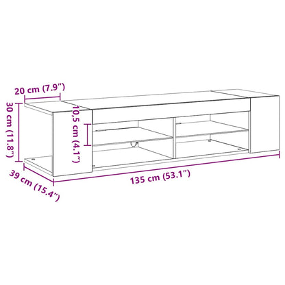 TV-Schränk 135 x 39 x 30 cm Schwarz Eichen-Optik Holzwerkstoff