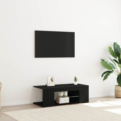 TV-Schränk 90 x 39 x 30 cm Schwarz Eichen-Optik Holzwerkstoff