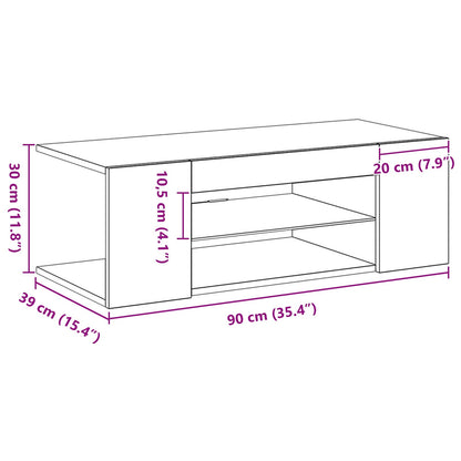 TV-Schränk 90 x 39 x 30 cm Schwarz Eichen-Optik Holzwerkstoff
