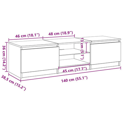 TV-Schränk 140 x 38,5 x 36 cm Schwarz Eichen-Optik