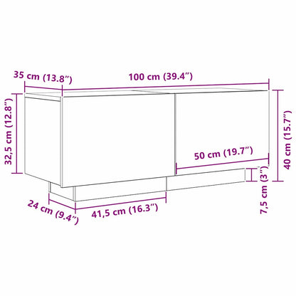 TV-Schränk 100 x 35 x 40 cm Schwarz Eichen-Optik Holzwerkstoff