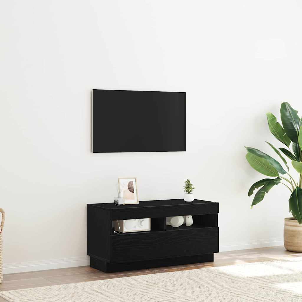 TV-Schränk 80 x 35 x 40 cm Schwarz Eichen-Optik Holzwerkstoff