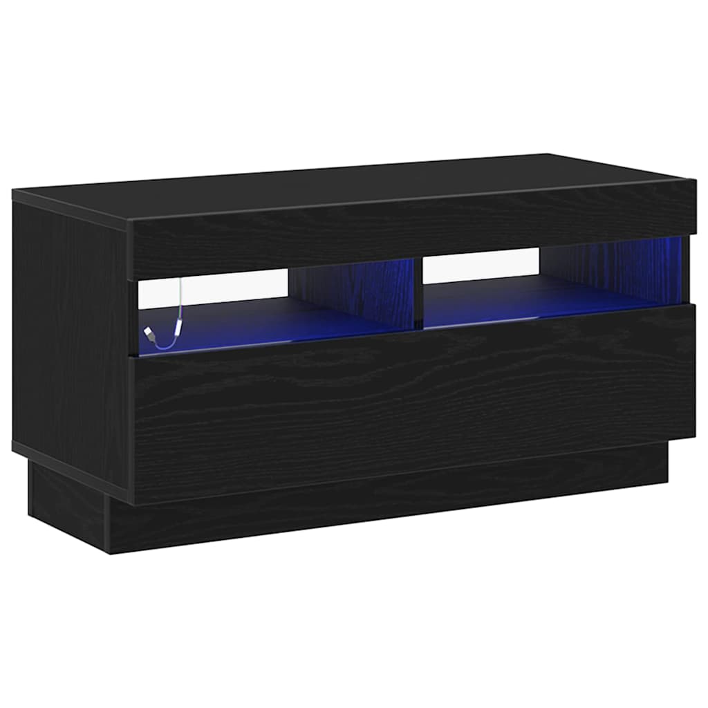 TV-Schränk 80 x 35 x 40 cm Schwarz Eichen-Optik Holzwerkstoff