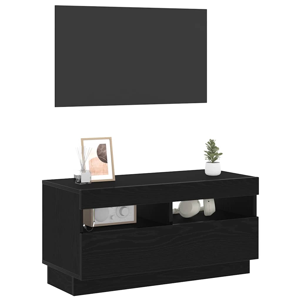 TV-Schränk 80 x 35 x 40 cm Schwarz Eichen-Optik Holzwerkstoff