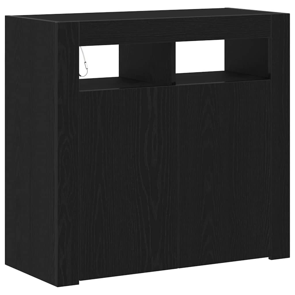 Sideboard Schwarz Eichen-Optik 80 x 35 x 75 cm Holzwerkstoff