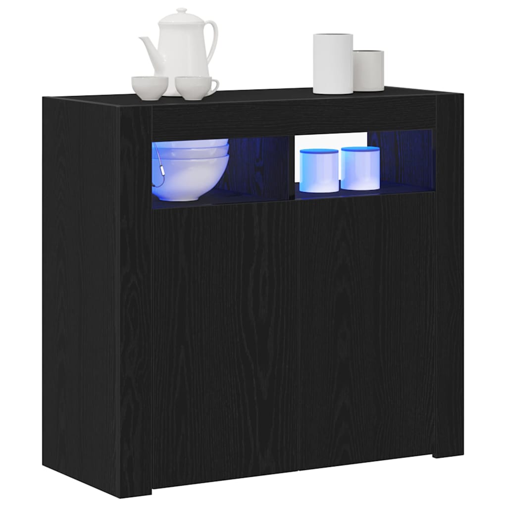 Sideboard Schwarz Eichen-Optik 80 x 35 x 75 cm Holzwerkstoff
