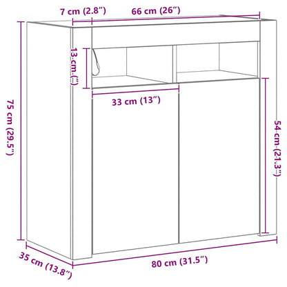 Sideboard Schwarz Eichen-Optik 80 x 35 x 75 cm Holzwerkstoff