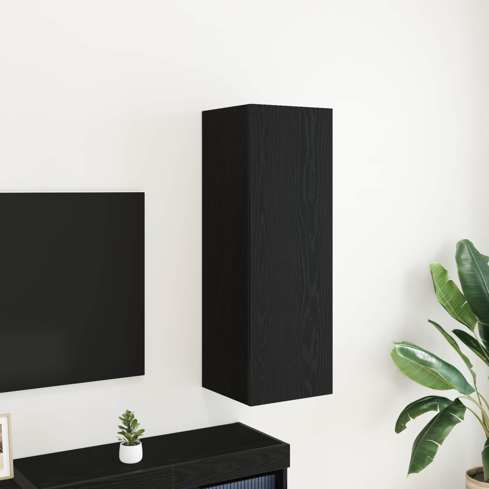 Wand-TV-Schrank 30,5 x 30 x 90 cm Schwarz Eichen-Optik