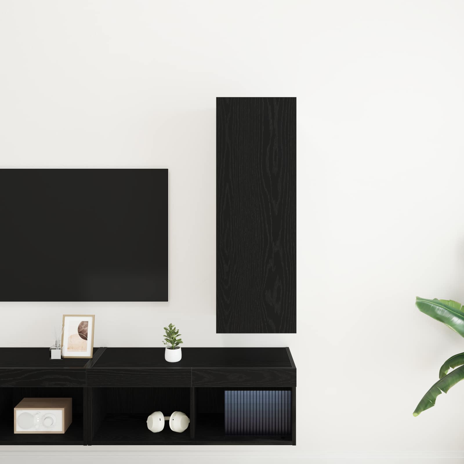 Wand-TV-Schrank 30,5 x 30 x 90 cm Schwarz Eichen-Optik